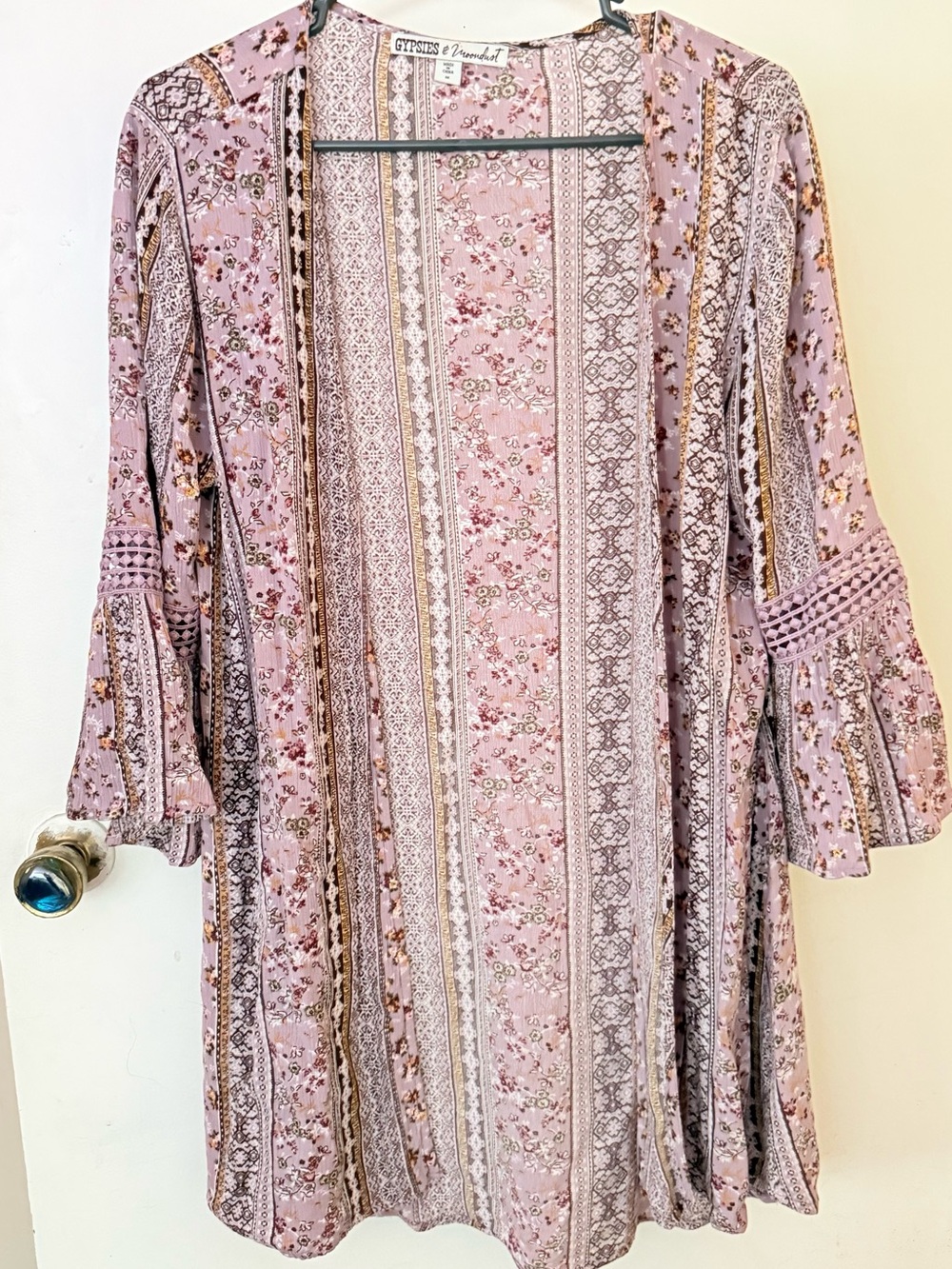 Gypsies & Moondust Pink Lavender Floral Tiered Boho Beach Coverup